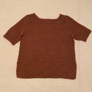 HANDMADE Crochet Women’s short sleeve sweater, size M/L, color rust, Good Cond